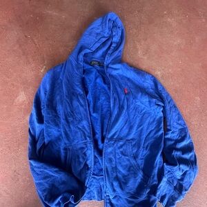 Polo by Ralph Lauren Blue Fleece-Lined Zip Hoodie Jacket Size Large